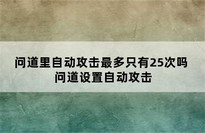 问道里自动攻击最多只有25次吗 问道设置自动攻击